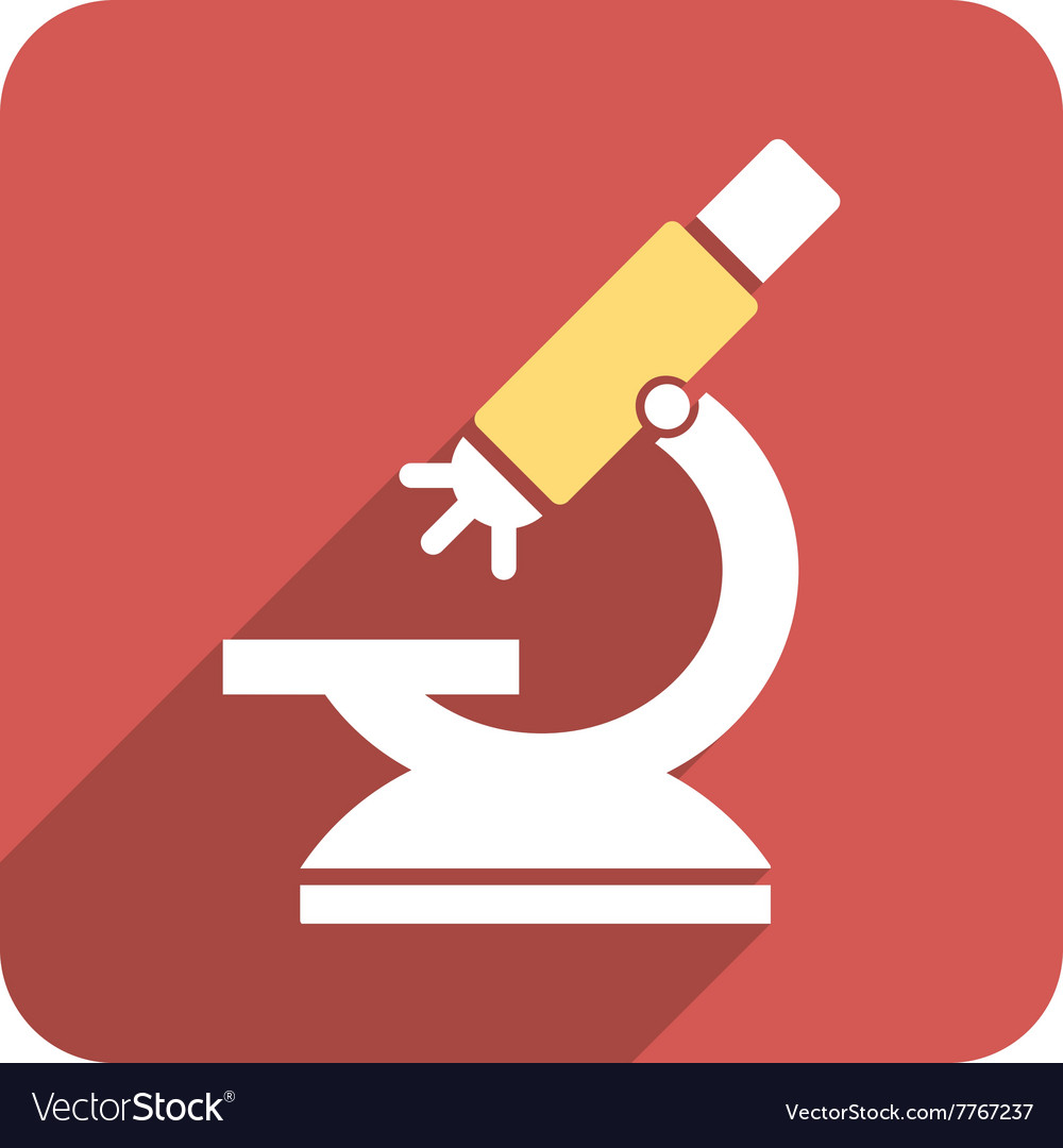 Labs microscope flat rounded square icon with long