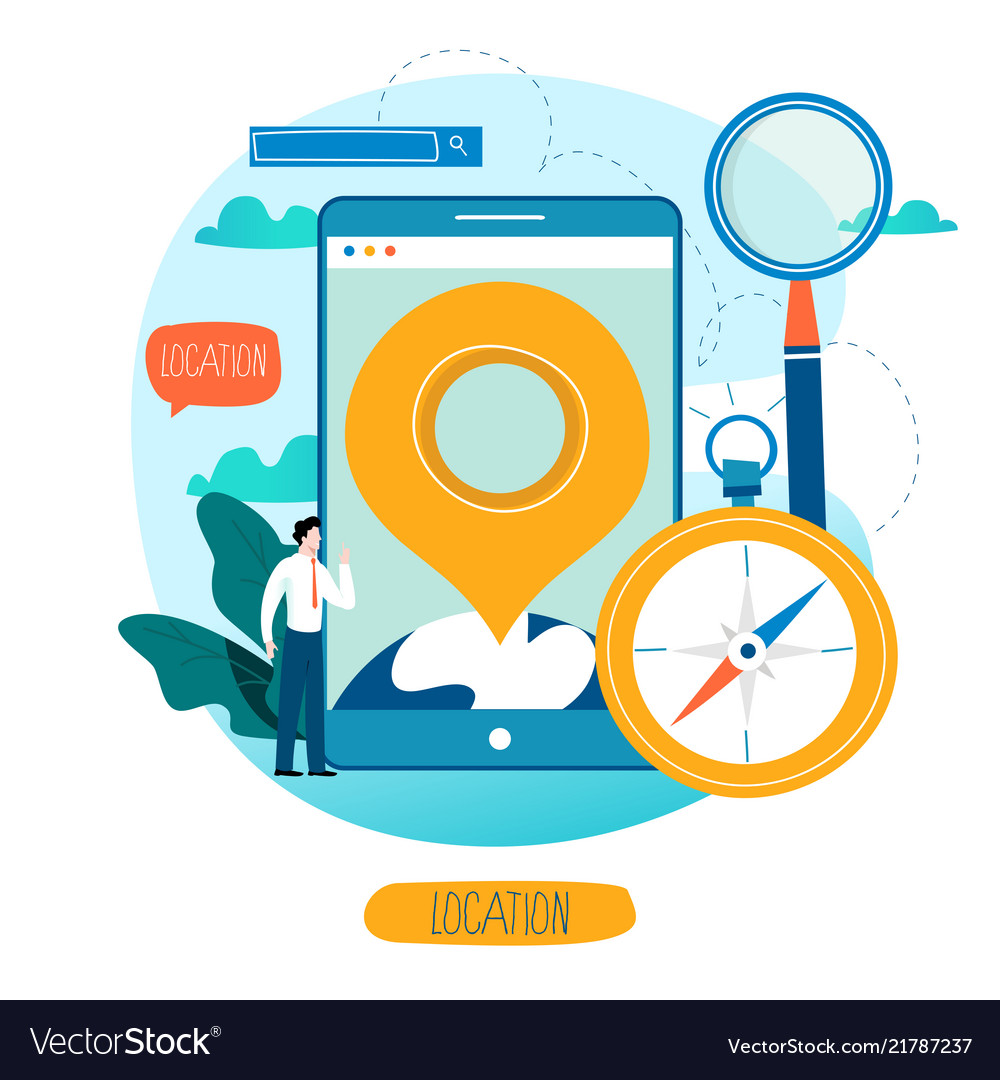 Mobile navigation app destination point pin vector image Mobile navigation app destination point pin