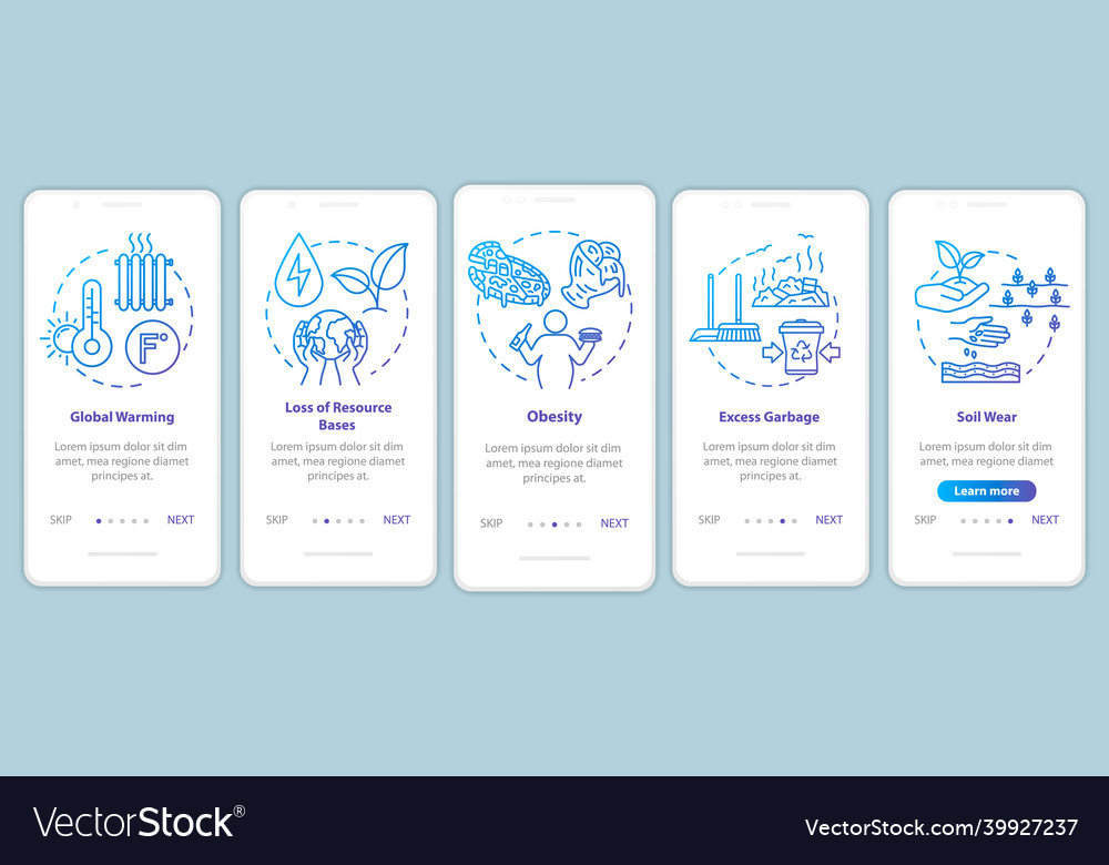 Overconsumption onboarding mobile app page screen vector image Overconsumption onboarding mobile app page screen
