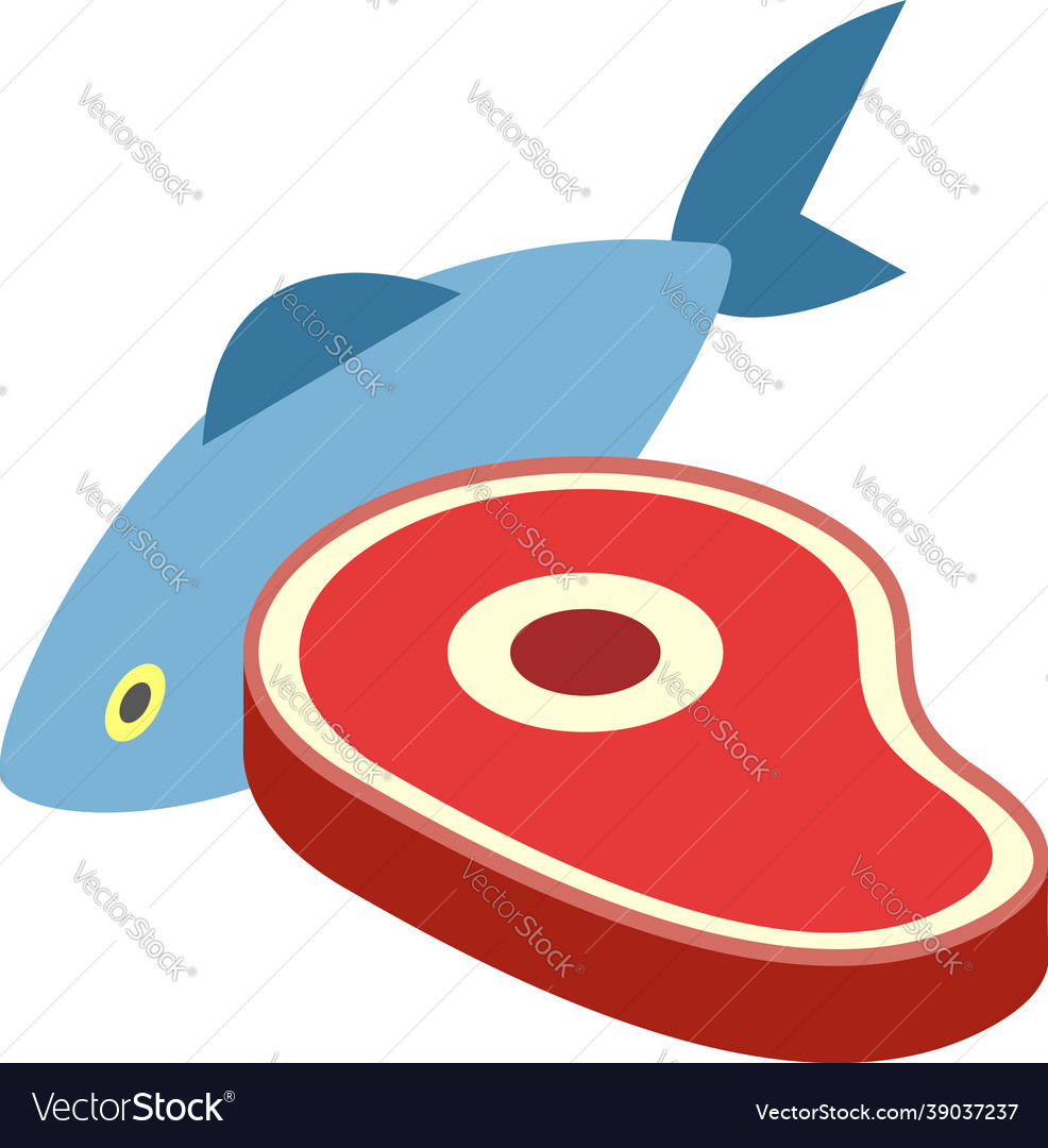 Protein food icon isometric fresh fish Royalty Free Vector