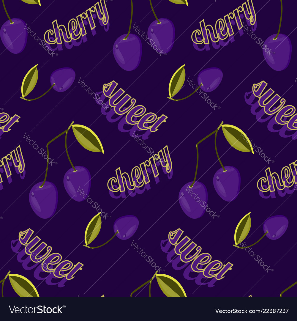 Seamless pattern with double cherry vector image Seamless pattern with double cherry