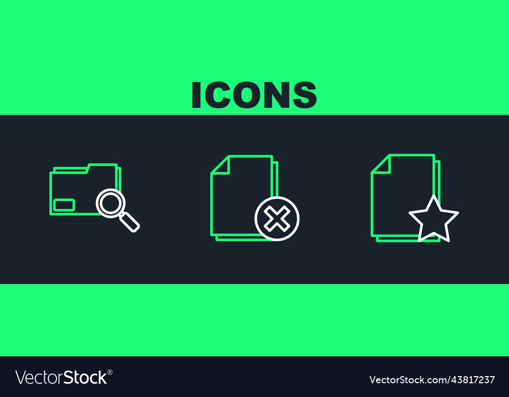 Set line document with star search concept folder vector image Set line document with star search concept folder