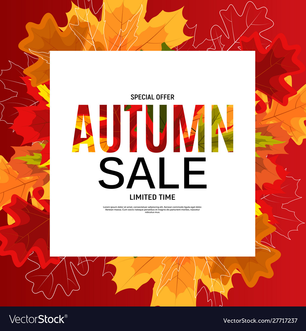 Shiny autumn leaves sale banner business discount