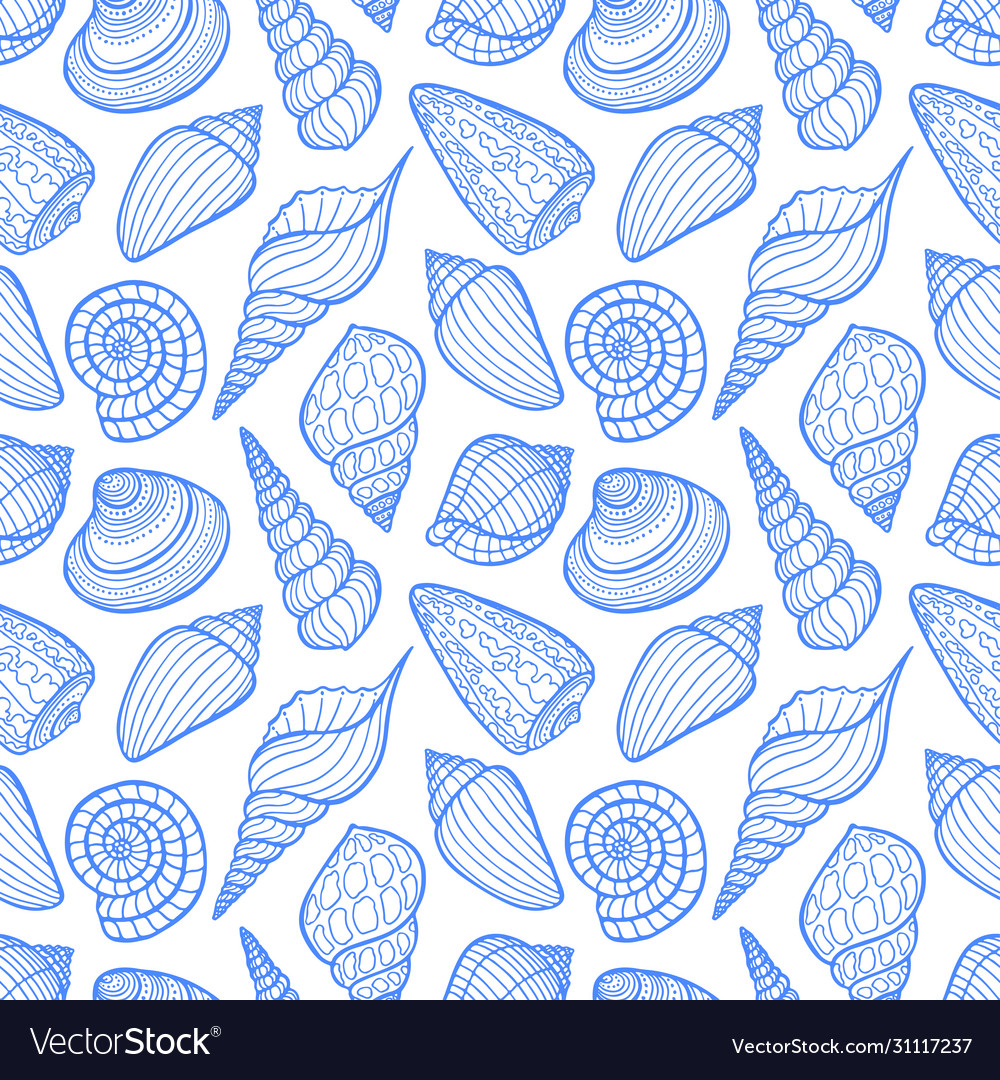 Sketch Seashell Seamless Pattern