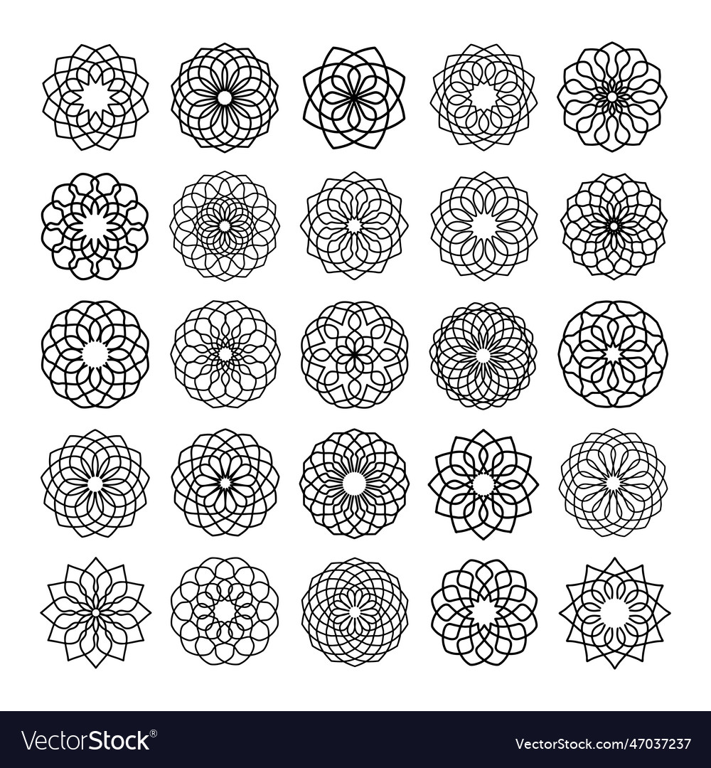 Spirograph Design Element Set Vector Image Spirograph Design Element Set
