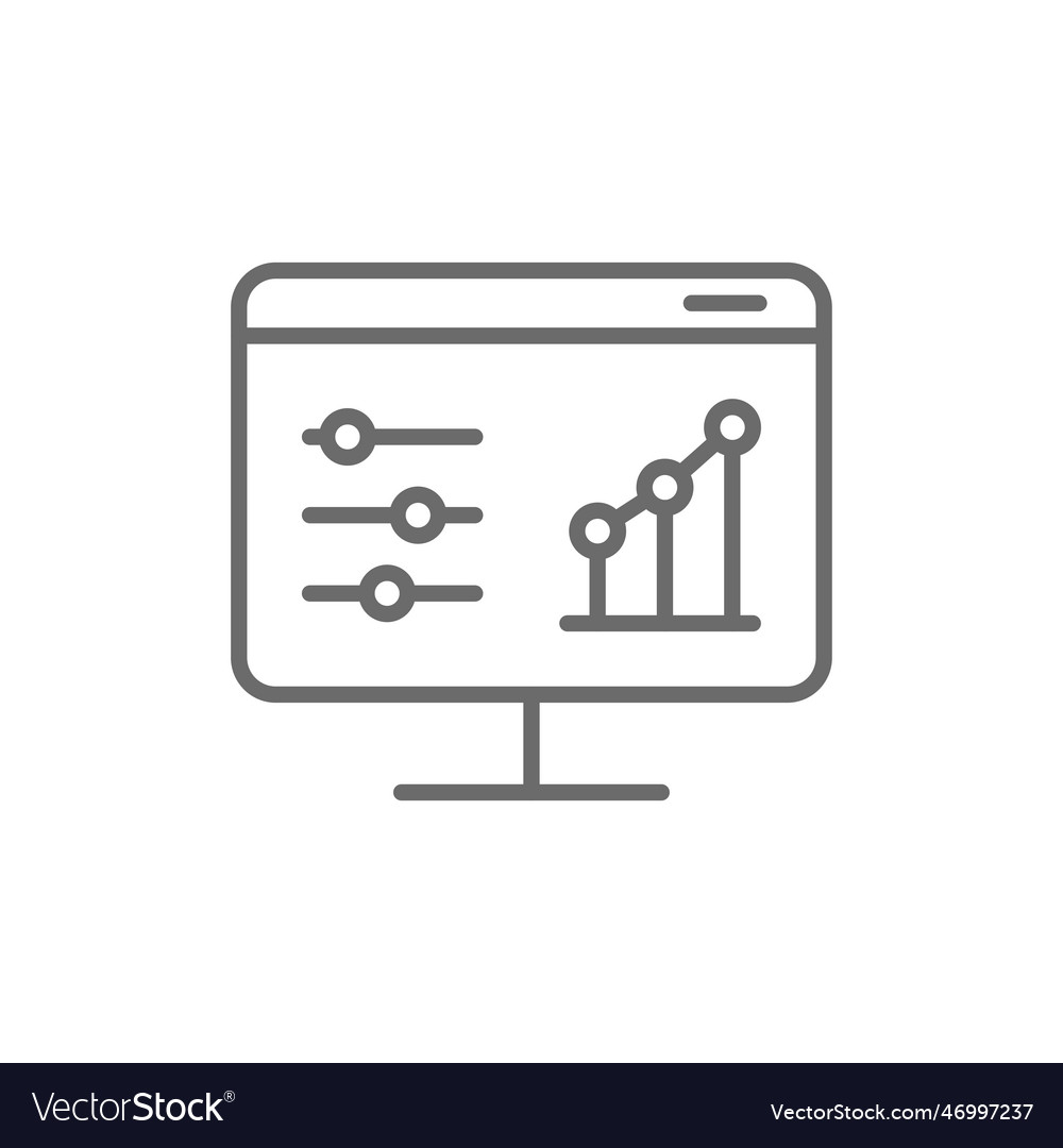 Statistic data analysis icon with black outline vector image Statistic data analysis icon with black outline