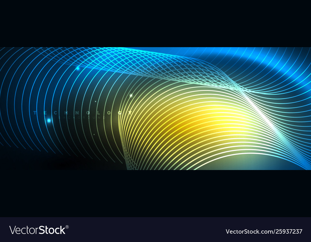 Trendy neon blue abstract design with waves