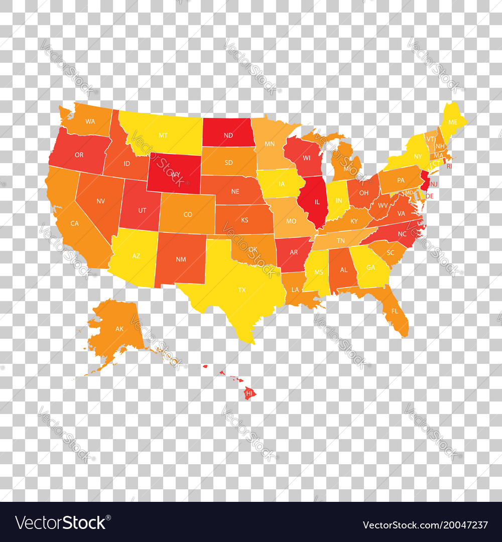 Usa map with federal states united Royalty Free Vector Image