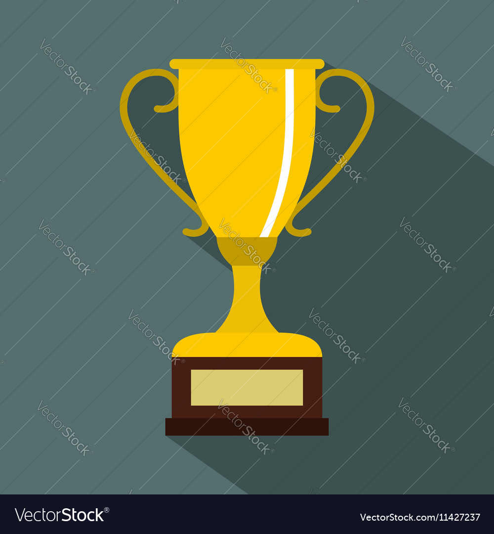 Winning gold cup icon flat style Royalty Free Vector Image