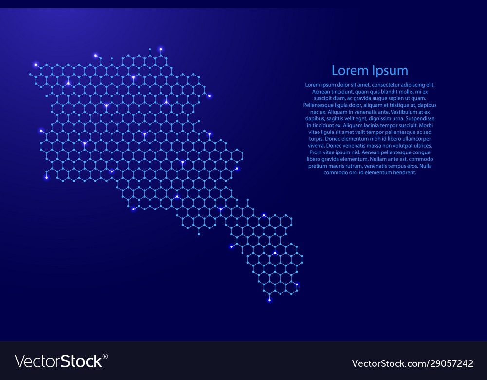 Armenia map from futuristic hexagonal shapes vector image Armenia map from futuristic hexagonal shapes