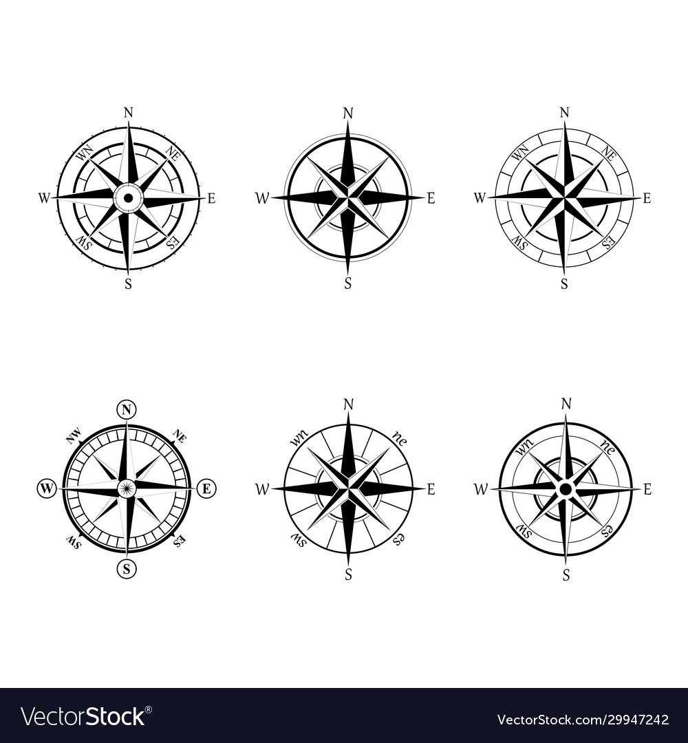 Compass signs and symbols Royalty Free Vector Image