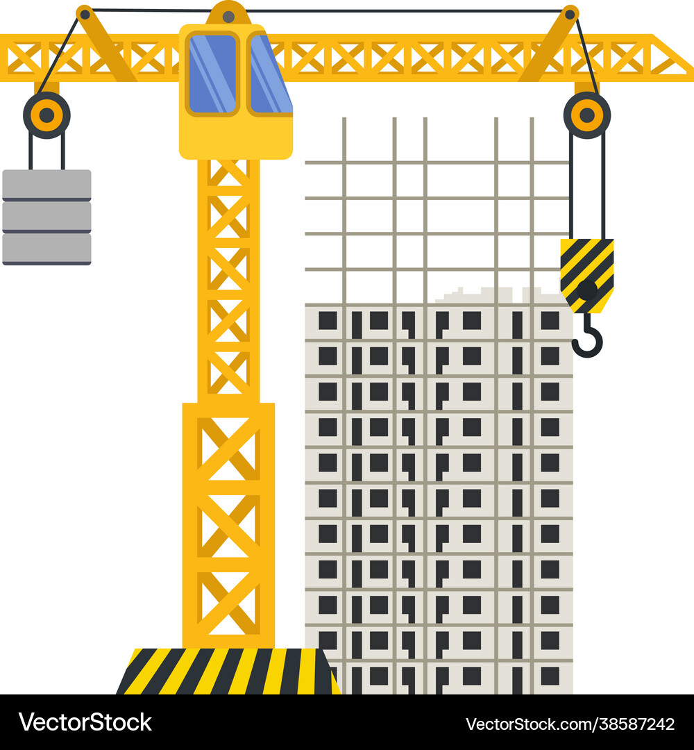 Construction building tower crane Royalty Free Vector Image