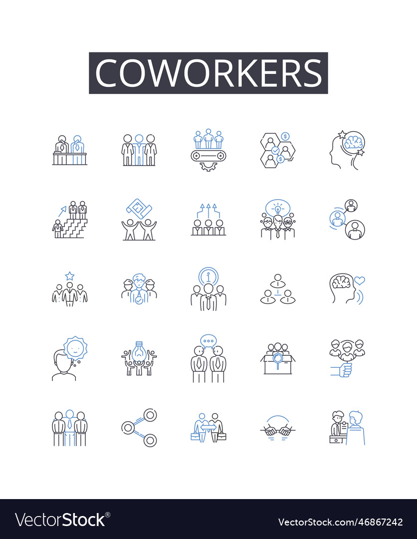 Coworkers line icons collection peers associates