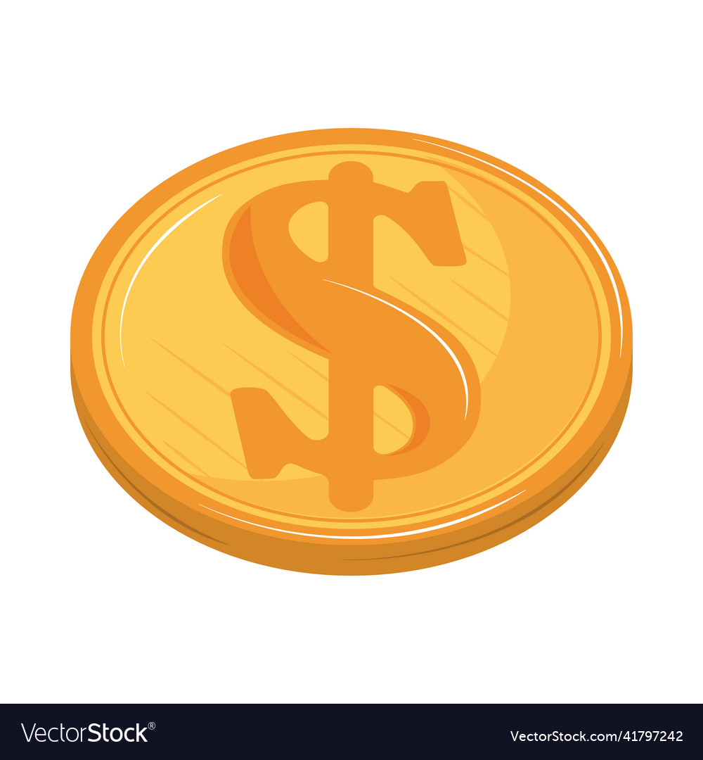 Dollar coin money Royalty Free Vector Image - VectorStock