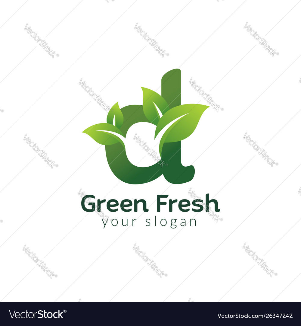 Eco green letter d logo design template Royalty Free Vector