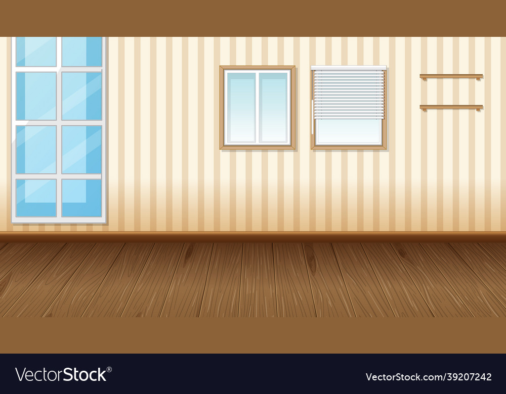 Empty room with parquet floor and beige striped Vector Image