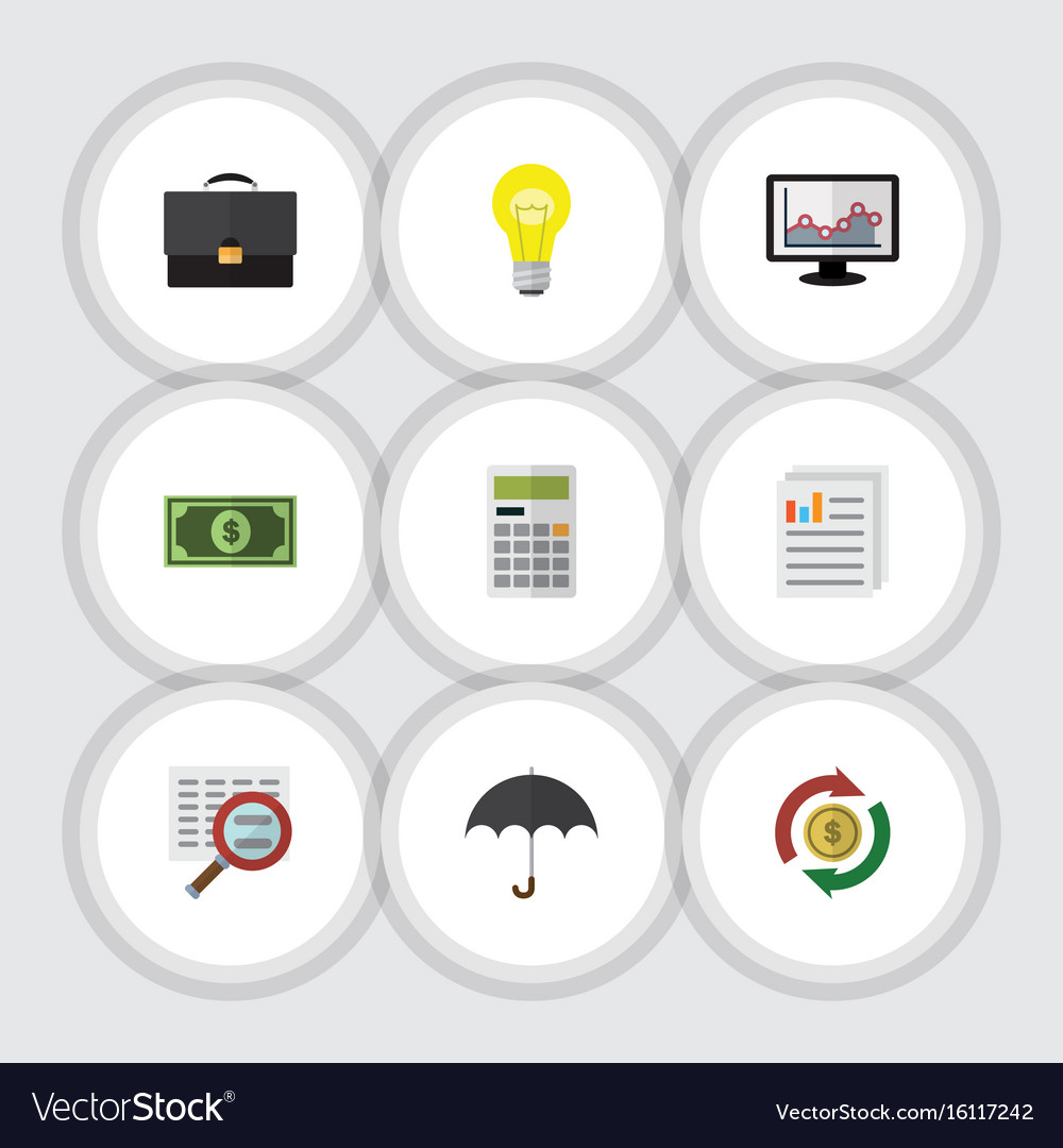 Flat icon gain set of calculate scan document