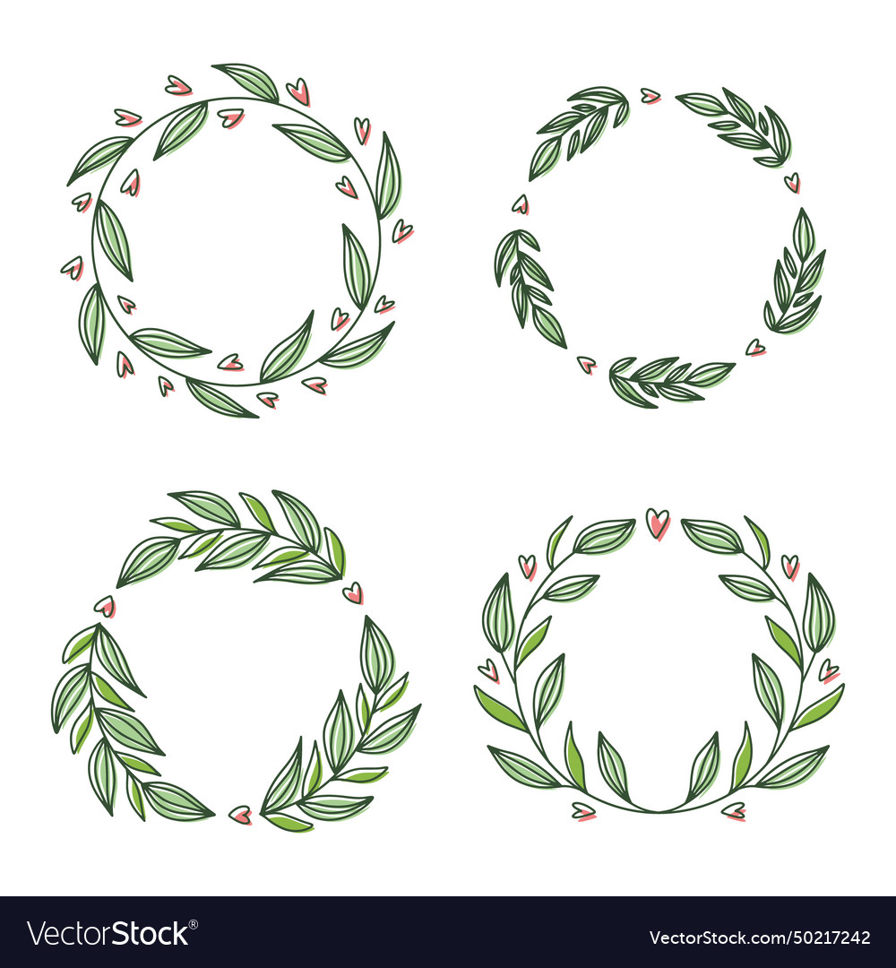 Blumenkranz Sammlung Hand gezogen isoliert vector image Blumenkranz Sammlung Hand gezogen isoliert