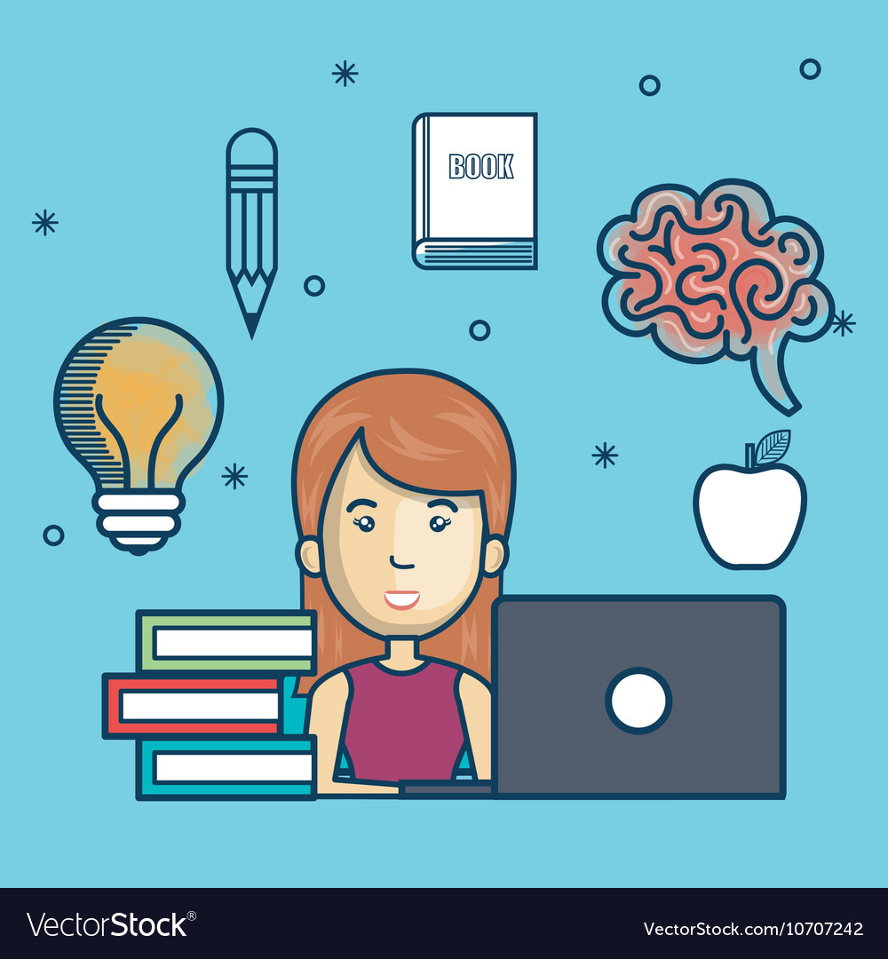 Girl education online with laptop design Vector Image