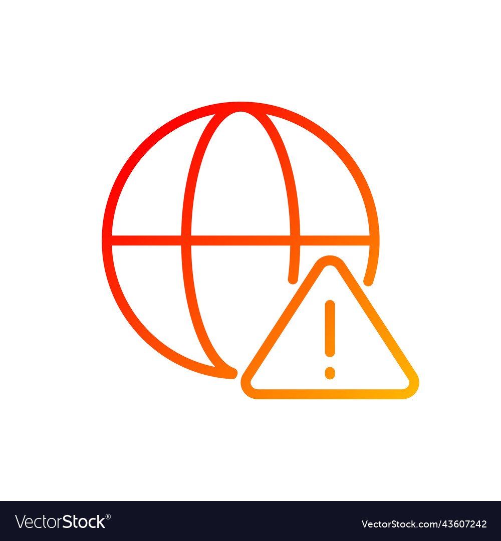 Global error pixel perfect gradient linear icon vector image Global error pixel perfect gradient linear icon
