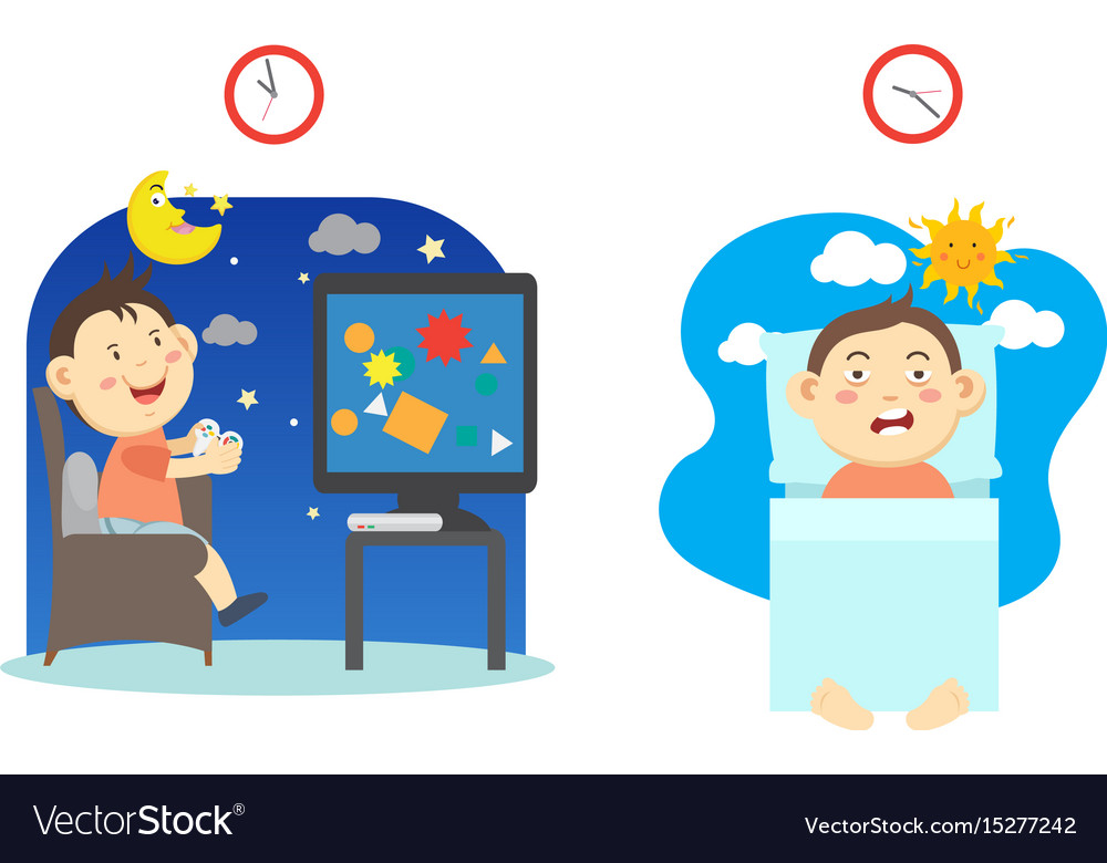 Go to bed late and have poor sleep Royalty Free Vector Image