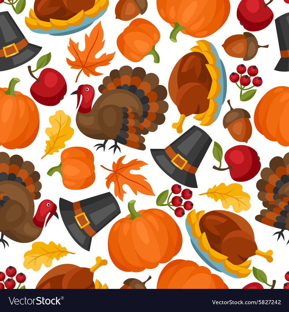 Happy Thanksgiving Day seamless pattern with Vector Image