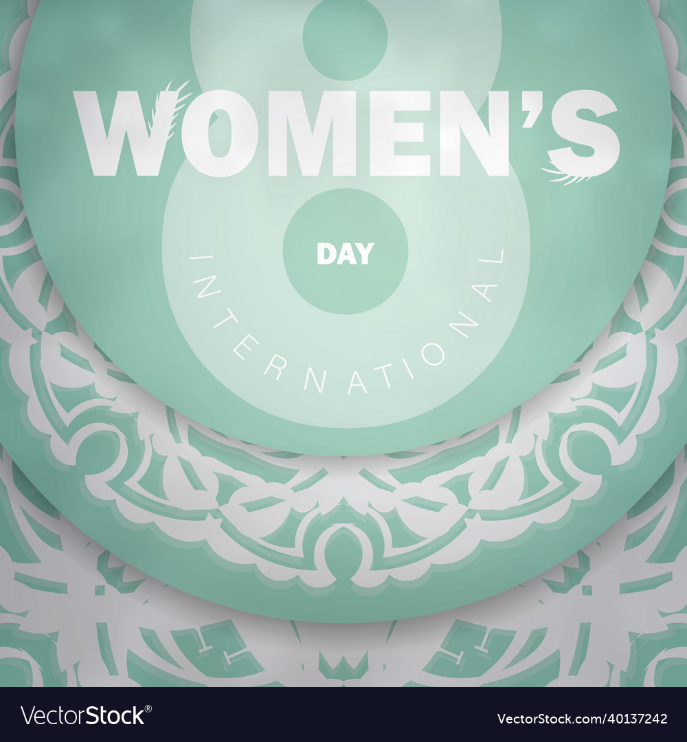 International womens day mint color flyer