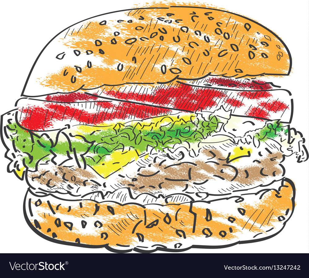 Isolated burger sketch