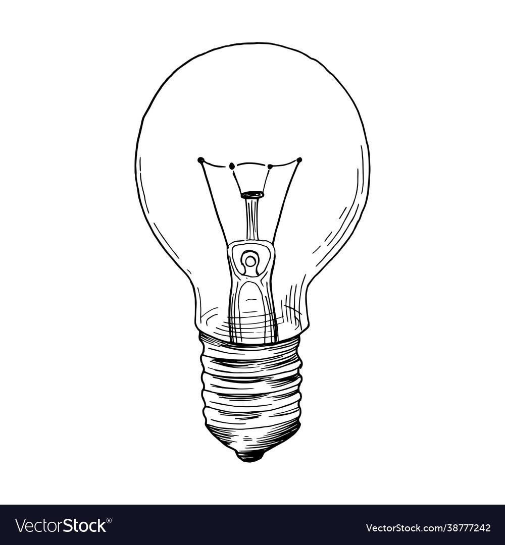 Light bulb line art hand-drawn sketch