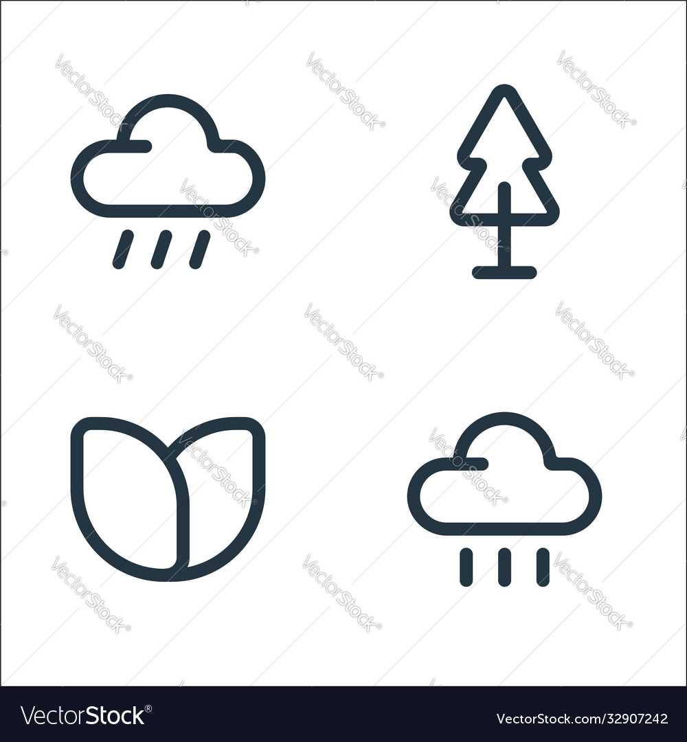 Nature line icons linear set quality