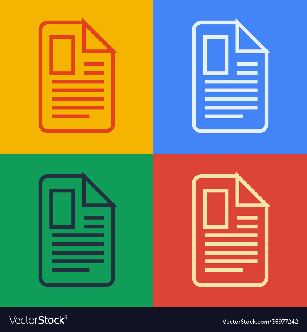 Pop art line file document icon isolated on color vector image Pop art line file document icon isolated on color