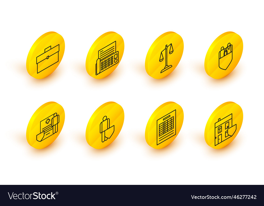 Set line house with shield report file document vector image Set line house with shield report file document