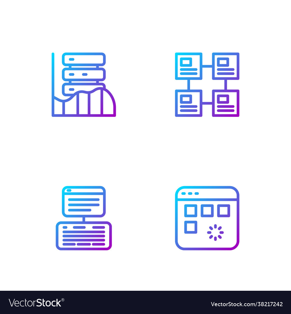 Set line loading data window server web vector image Set line loading data window server web