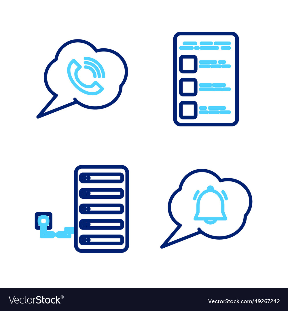 Set line speech bubble chat notification server vector image Set line speech bubble chat notification server