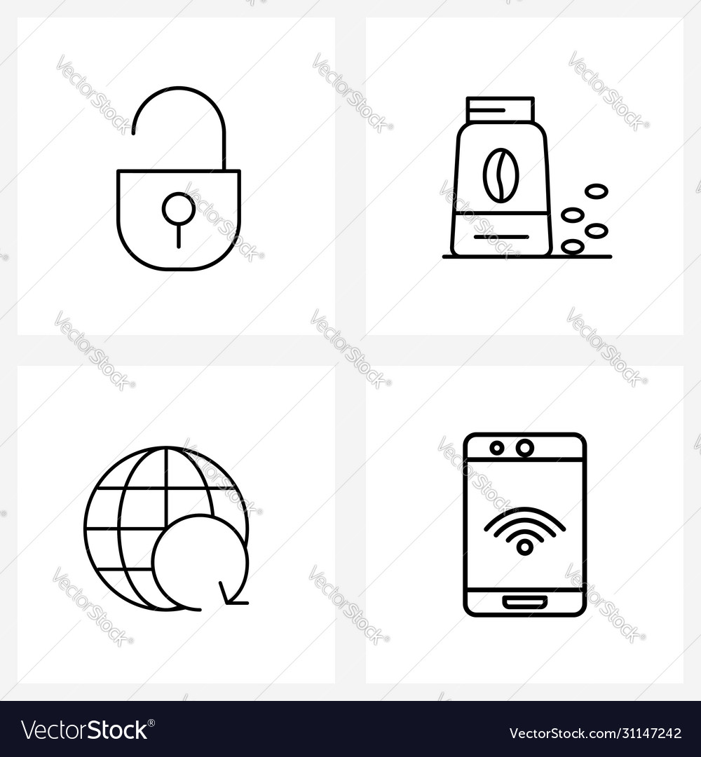 Ui set 4 basic line icons open internet