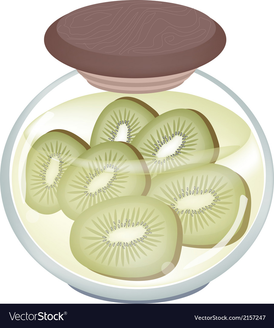 A jar of delicious preserved fresh kiwi