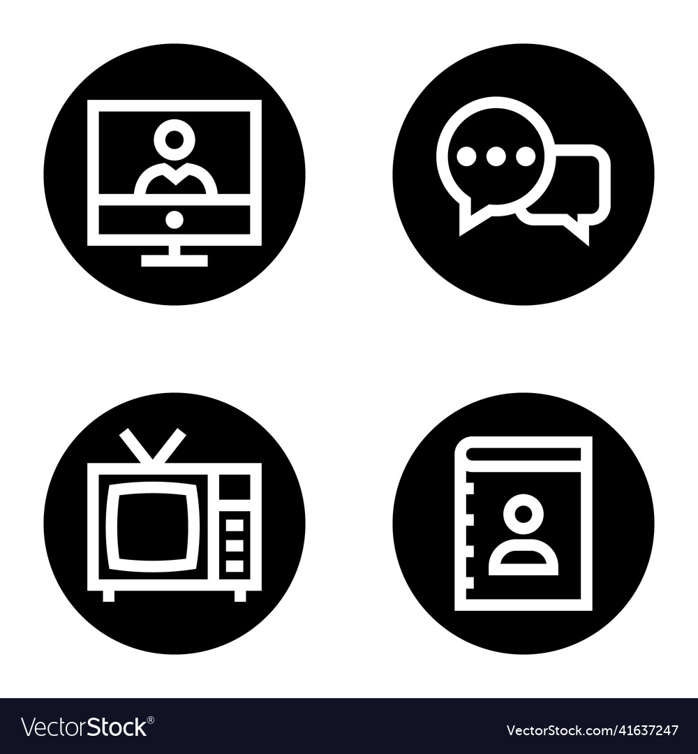 Communications glyph flat icon set isolated Vector Image Communications glyph flat icon set isolated