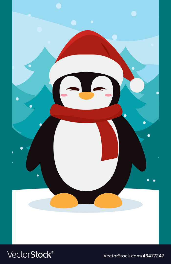 Cute penguin christmas character Royalty Free Vector Image