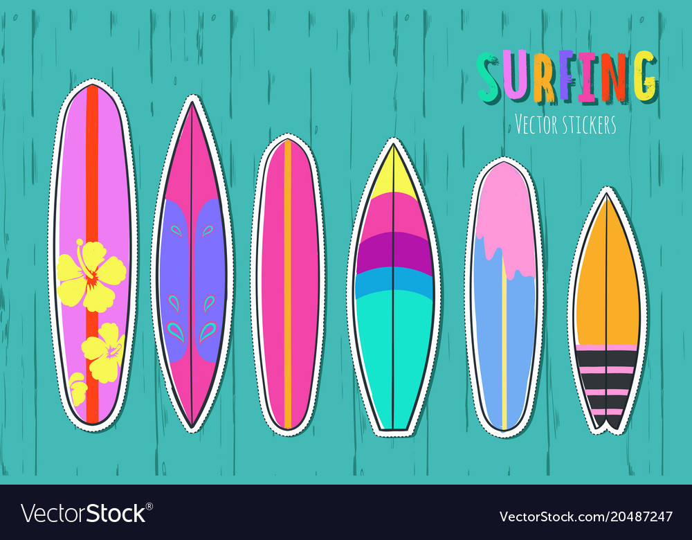 Hand drawn set of surfboards 2