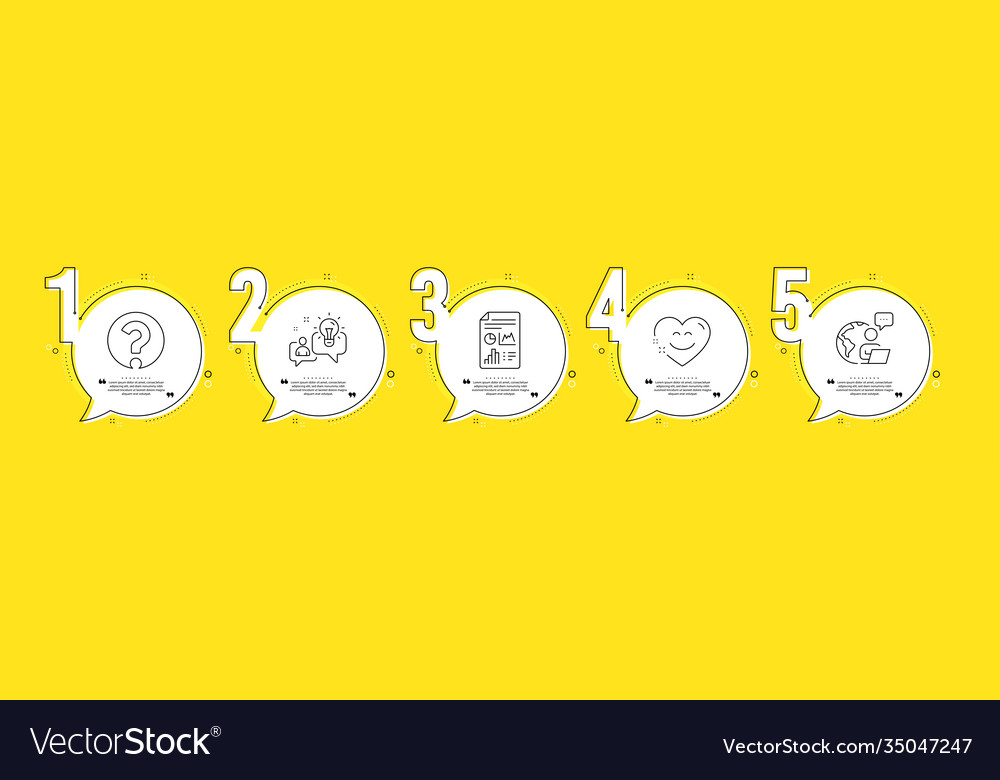 Idea report document and smile chat icons set vector image Idea report document and smile chat icons set
