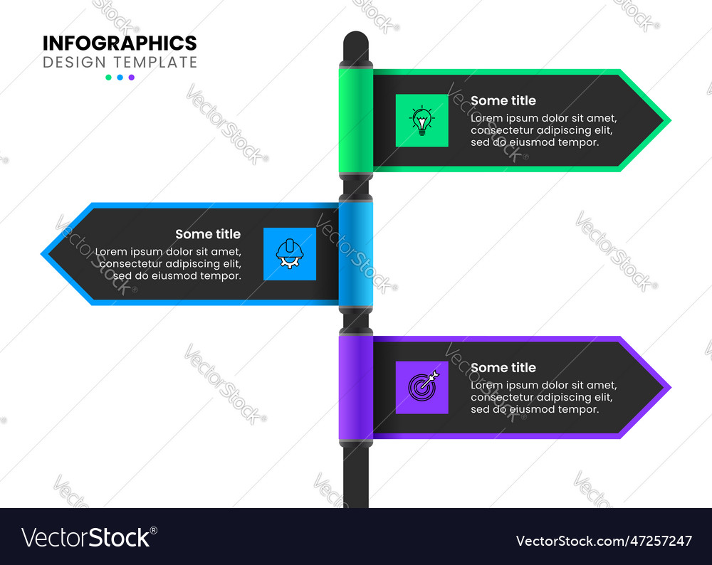 Infographic template signpost with 3 steps vector image Infographic template signpost with 3 steps