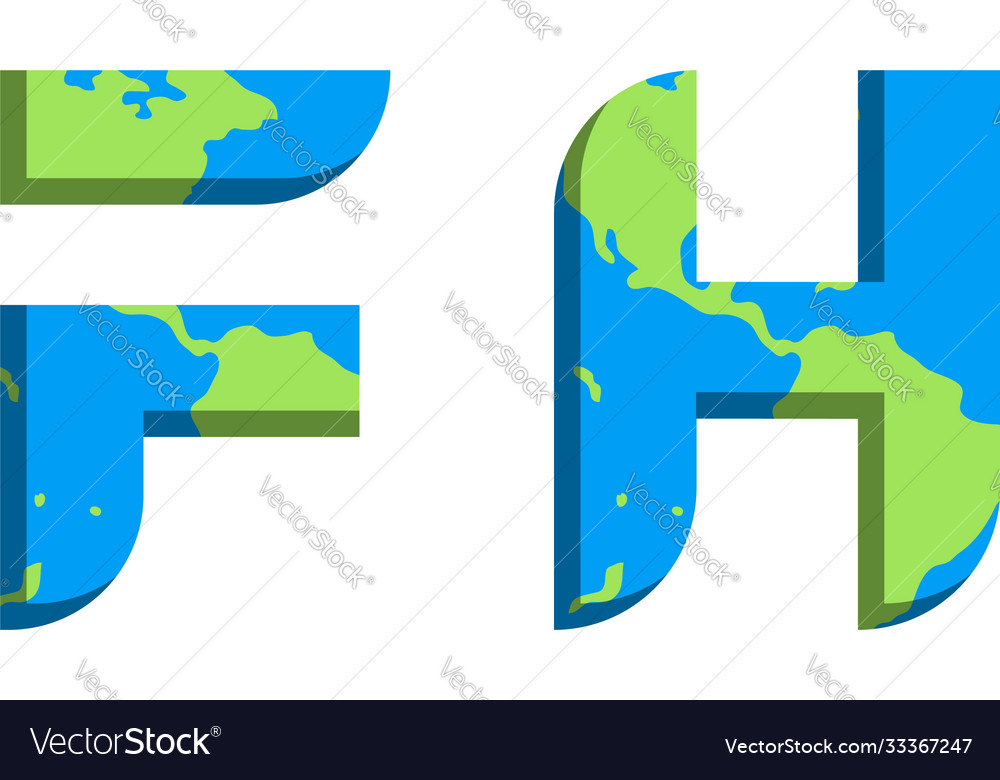 Initial fh logo design with world map style
