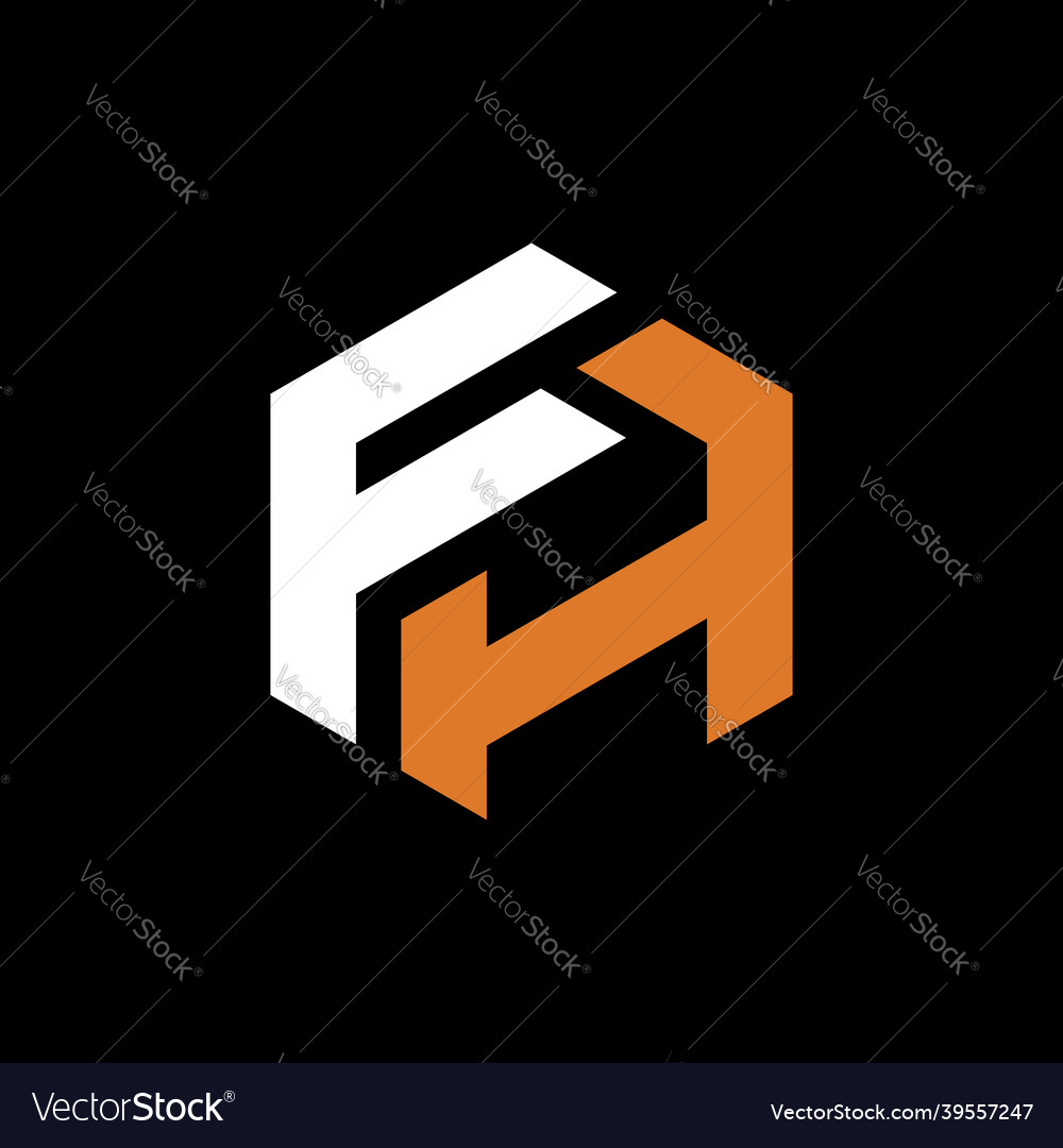 Letter f h hexagon shape logo design template