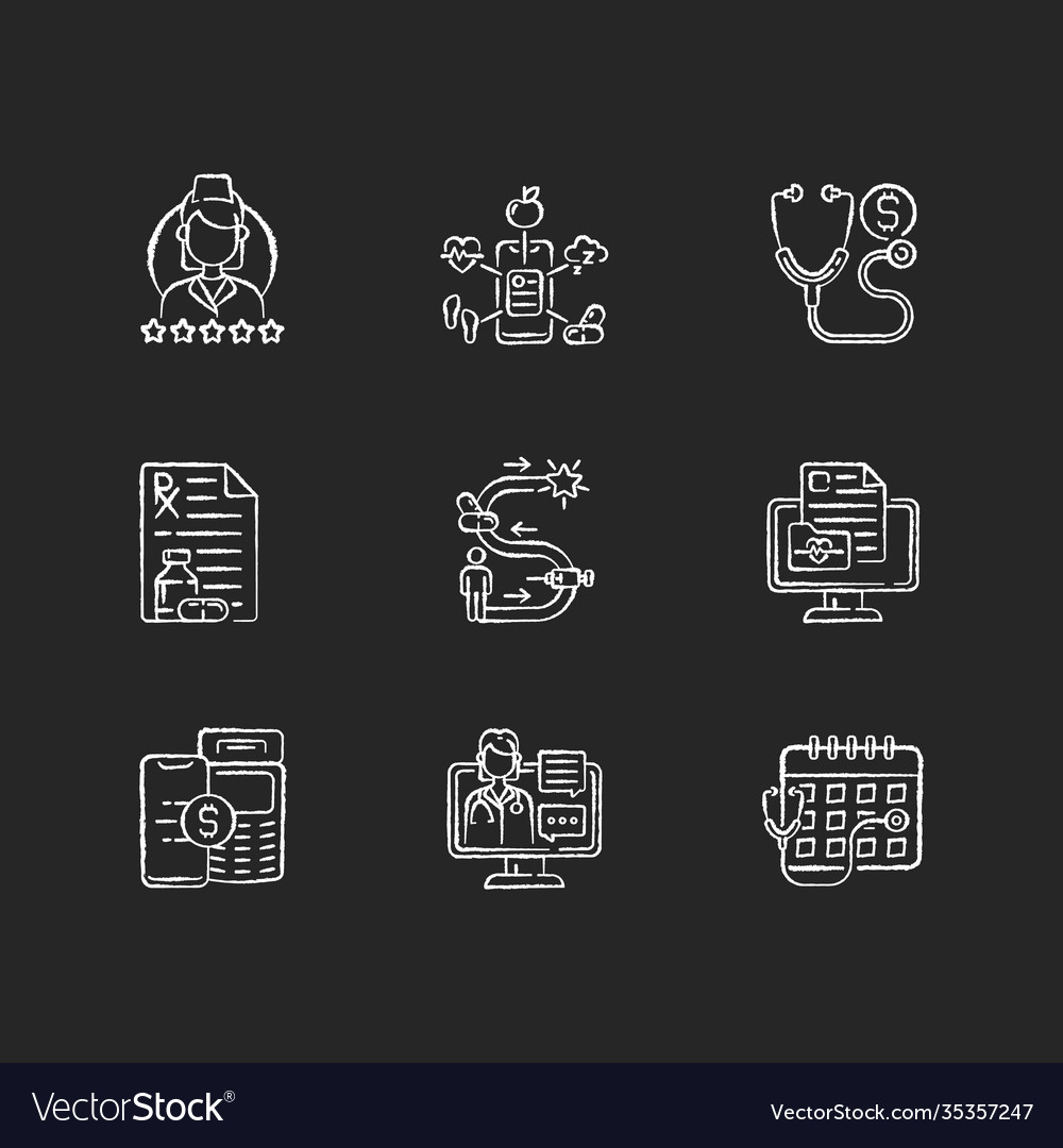 Medizin und Gesundheitswesen Kreide weißen Icons Set