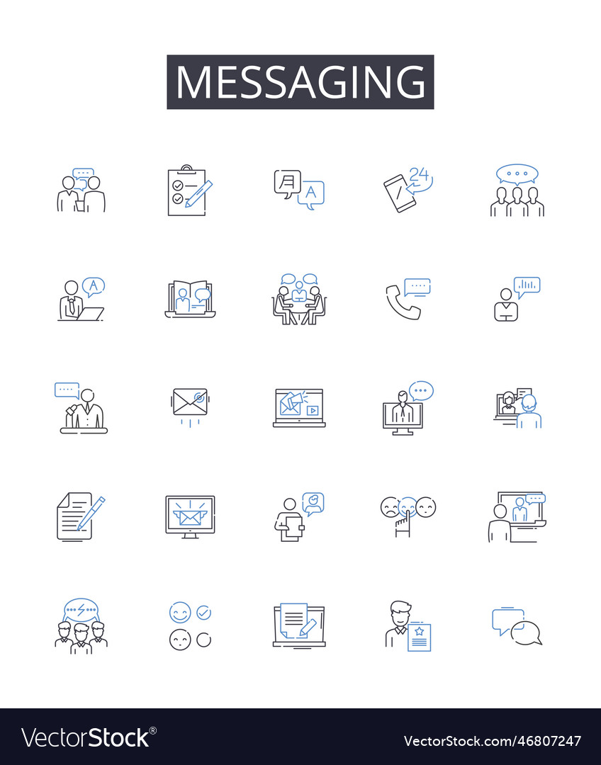 Messaging line icons collection collaboration Vector Image Messaging line icons collection collaboration