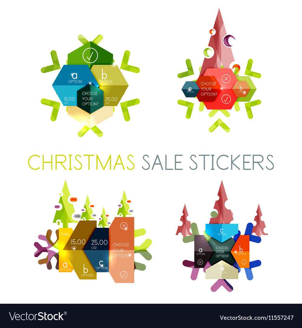 Paper new year and christmas labels stickers Vector Image