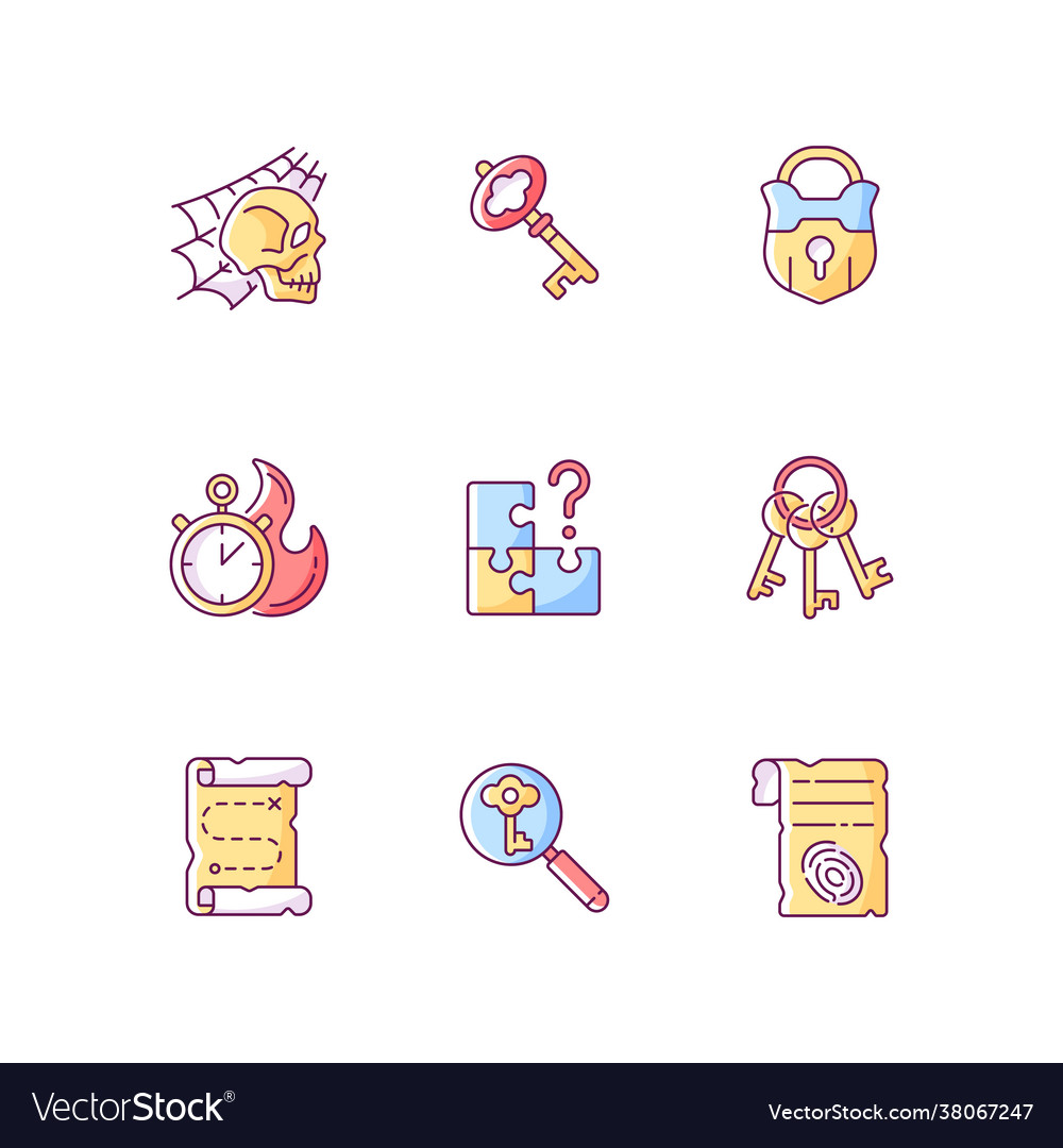 Quest rgb color icons set vector image Quest rgb color icons set