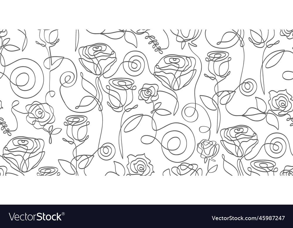 Seamless pattern of abstract rose one line vector image Seamless pattern of abstract rose one line
