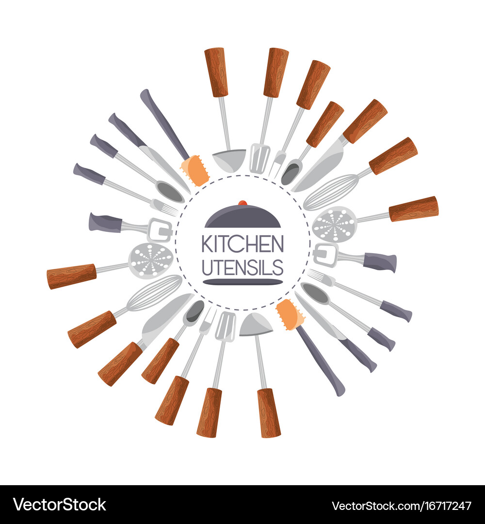 Set flat kitchen utensils Royalty Free Vector Image