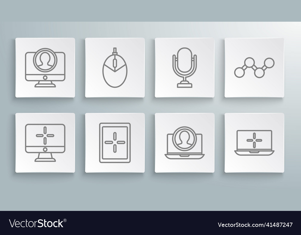 Set line computer monitor mouse gaming tablet vector image Set line computer monitor mouse gaming tablet